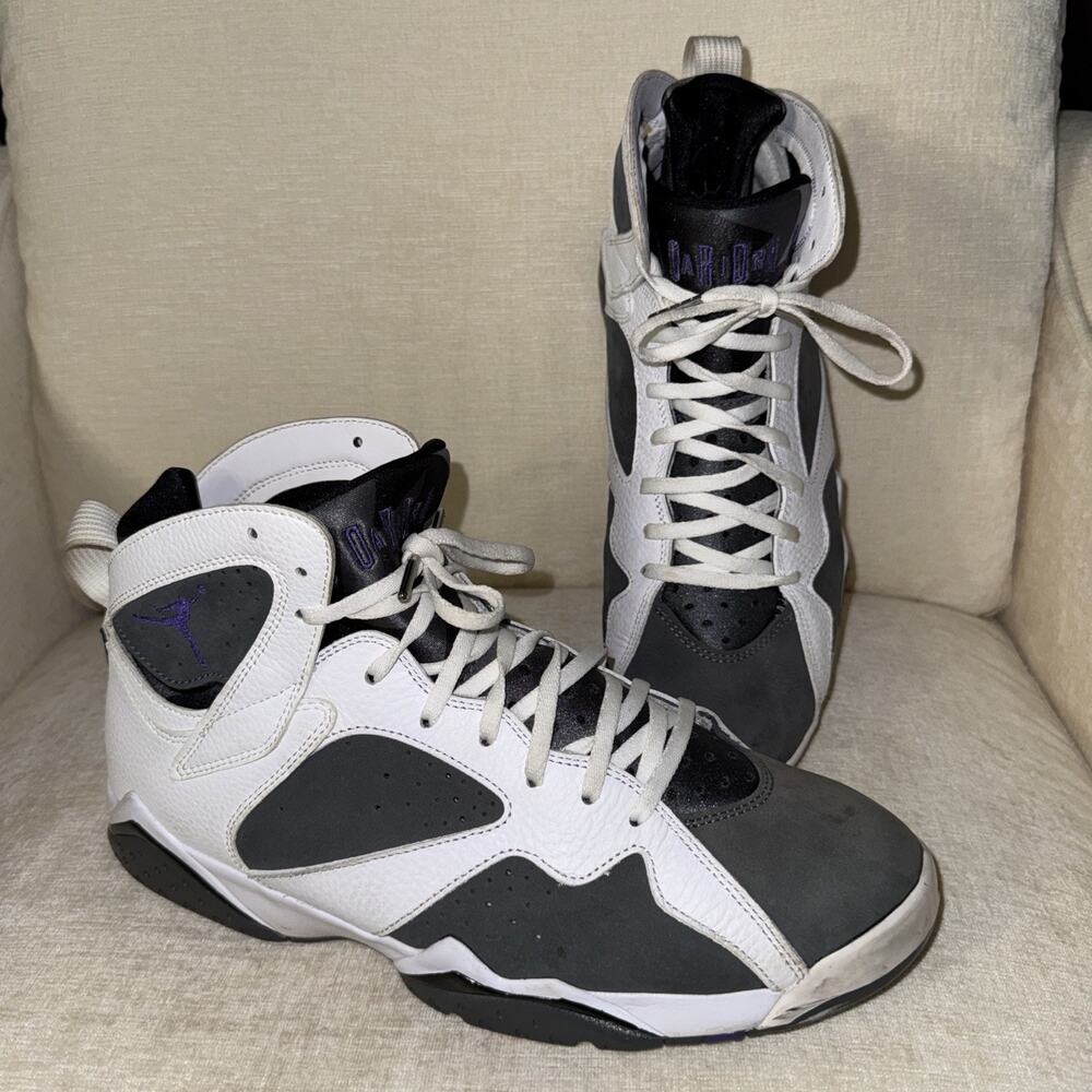 Air Jordan 7 VII Retro 'Flint' 2021 Men's Size 12 White/Gray/Purple CU9307-100